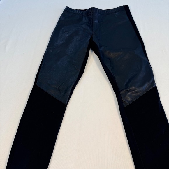 Tart Womens XS Black Lamb Leather Front Ponte Knit Leggings Ankle Zip Moto Pants - Picture 13 of 13